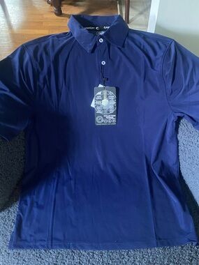 Men’s Navy Performance Polo with Logo Tag